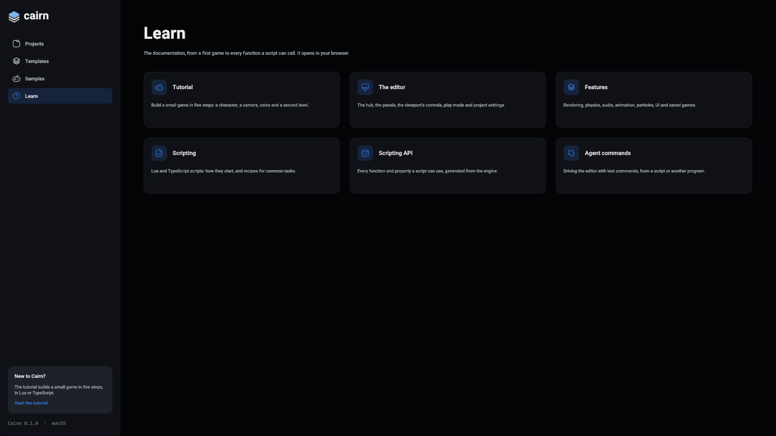 The Learn page